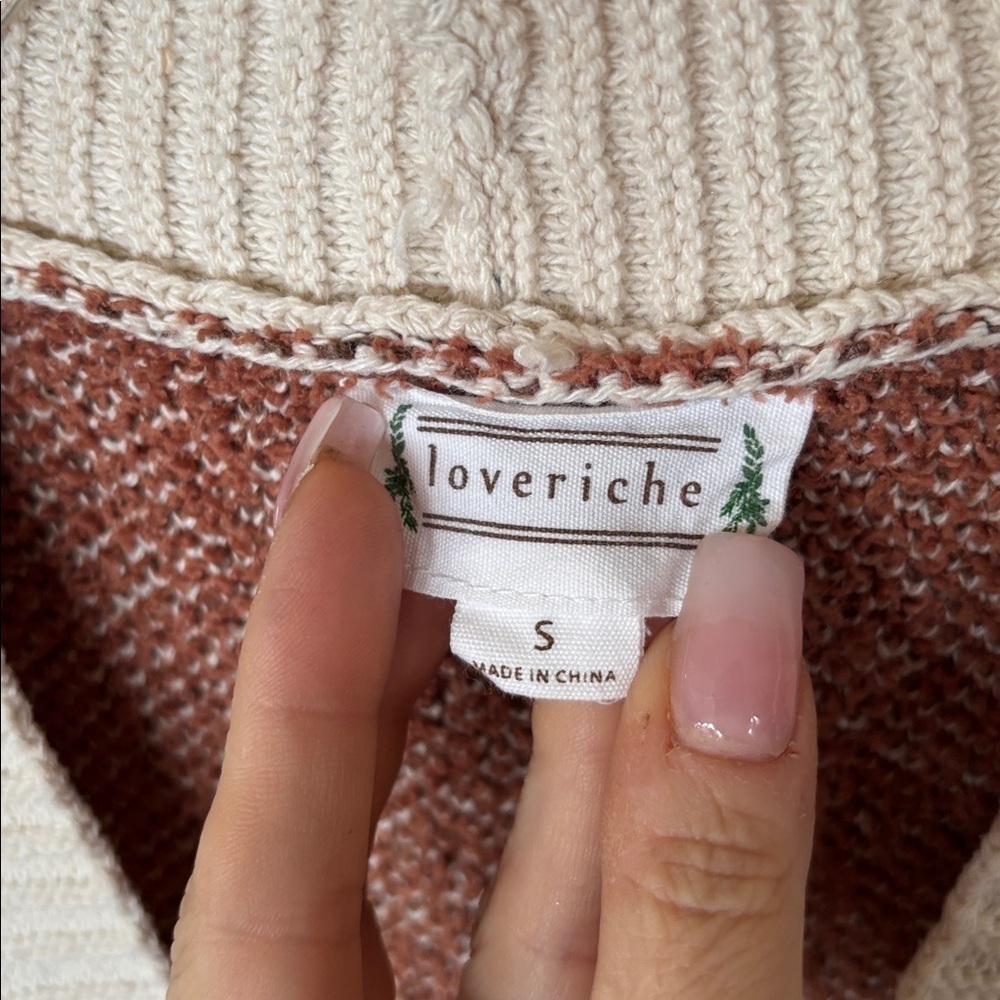 Love Riche Cozy Chic Mixed Knitted Rust Oversized Cardigan Button Down Plaid - Picture 4 of 12